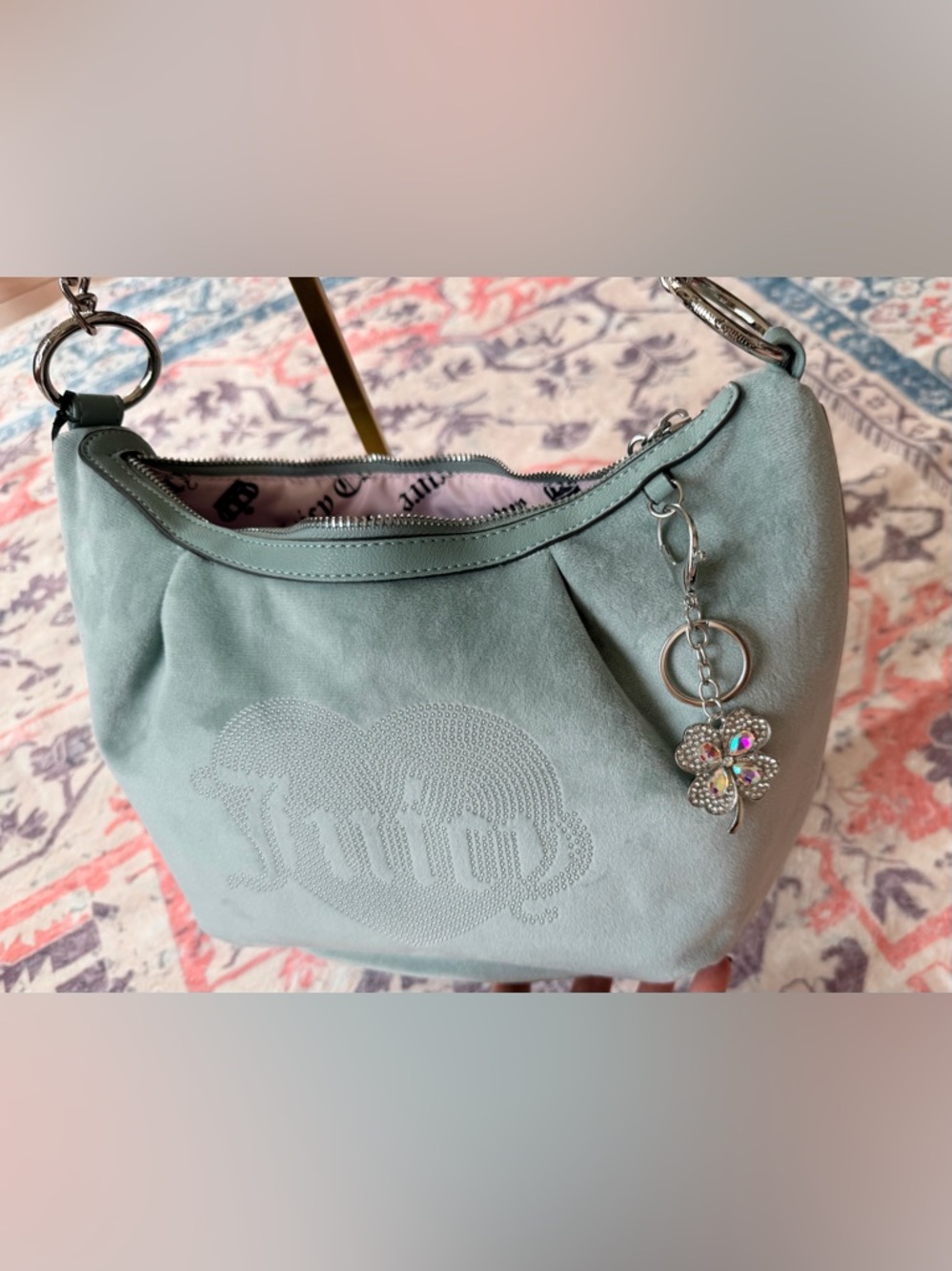 Juicy Couture Queen Couture Hobo Shoulder Bag in Sage Green. - Picture 12 of 16